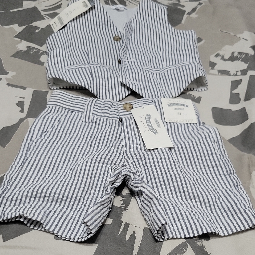 Gymboree Blue and White Striped Kids Matching Set